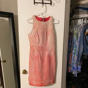 NWT! Walter Baker Sheep Leather Ombré Pink Quilted Dress XS